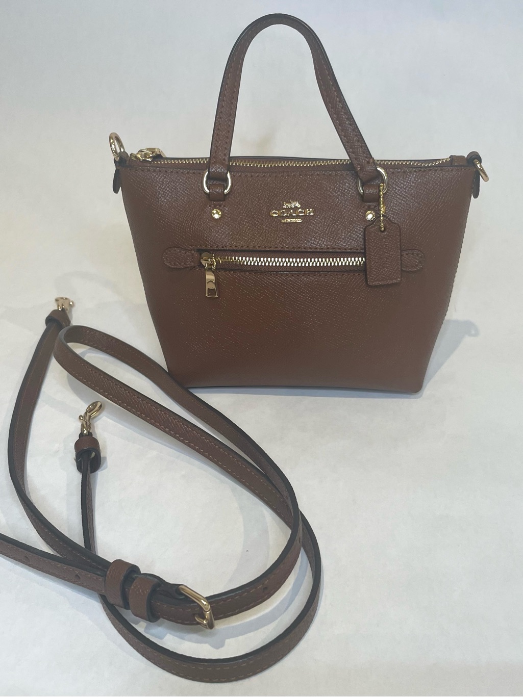 Coach Brown Leather Mini Satchel With Gold Hardware
